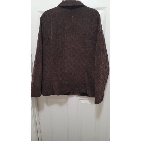 JM Collection Quilted Brown Corduroy Jacket With Button Front & Pockets Plus Si - Picture 3 of 11